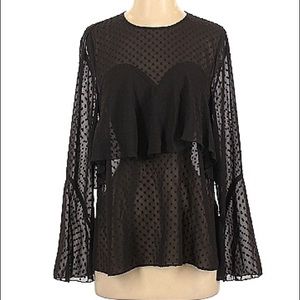 XS Off Fifth Sheer Black Blouse